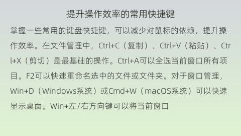 提升操作效率的常用快捷键