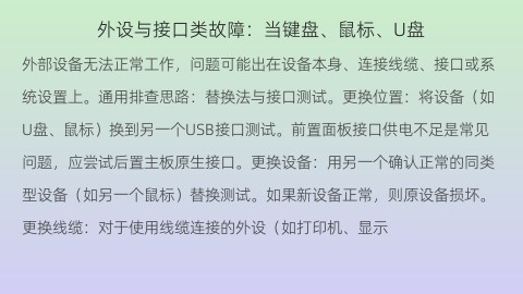 外设与接口类故障：当键盘、鼠标、U盘“失联”时
